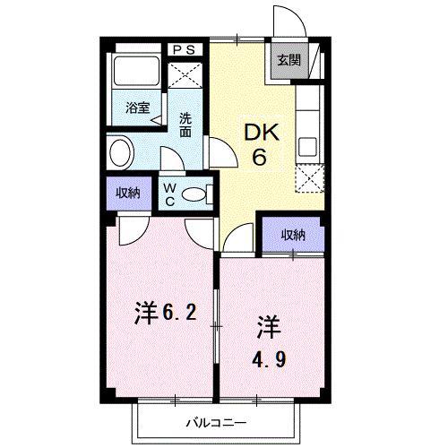 ファミールアイI(2DK/1階)の間取り写真