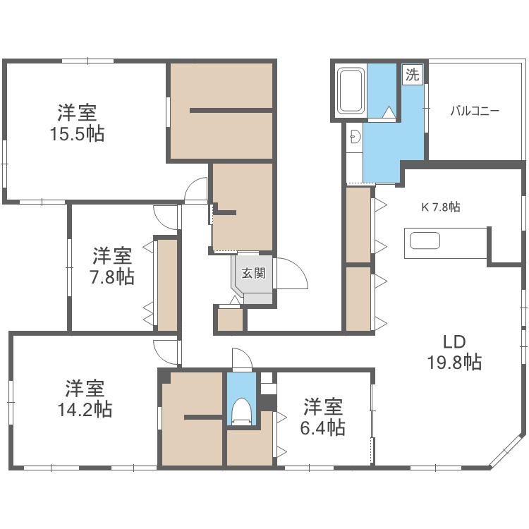 シャルール(4LDK/4階)の間取り写真
