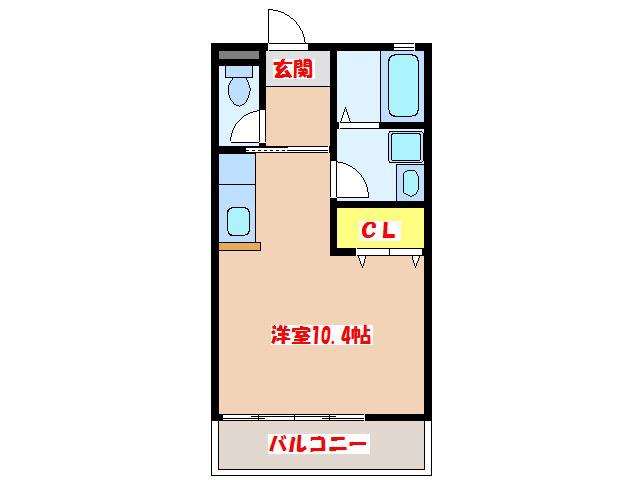 CUBE B(ワンルーム/1階)の間取り写真