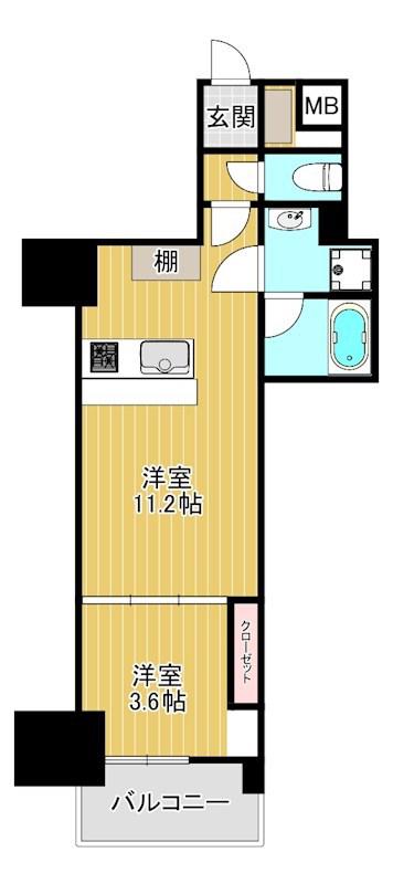 アーバネックス谷町四丁目(1LDK/3階)の間取り写真