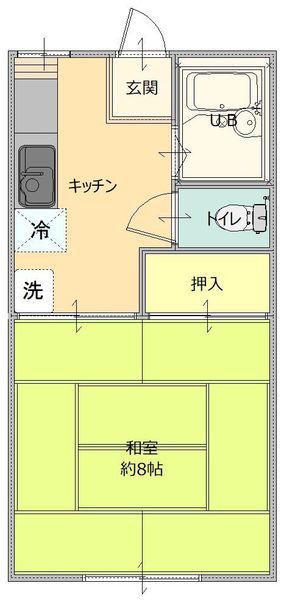 ハイコーポワン(1K/2階)の間取り写真