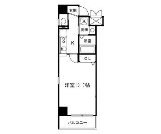 ウィング瓦町(1K/4階)の間取り写真