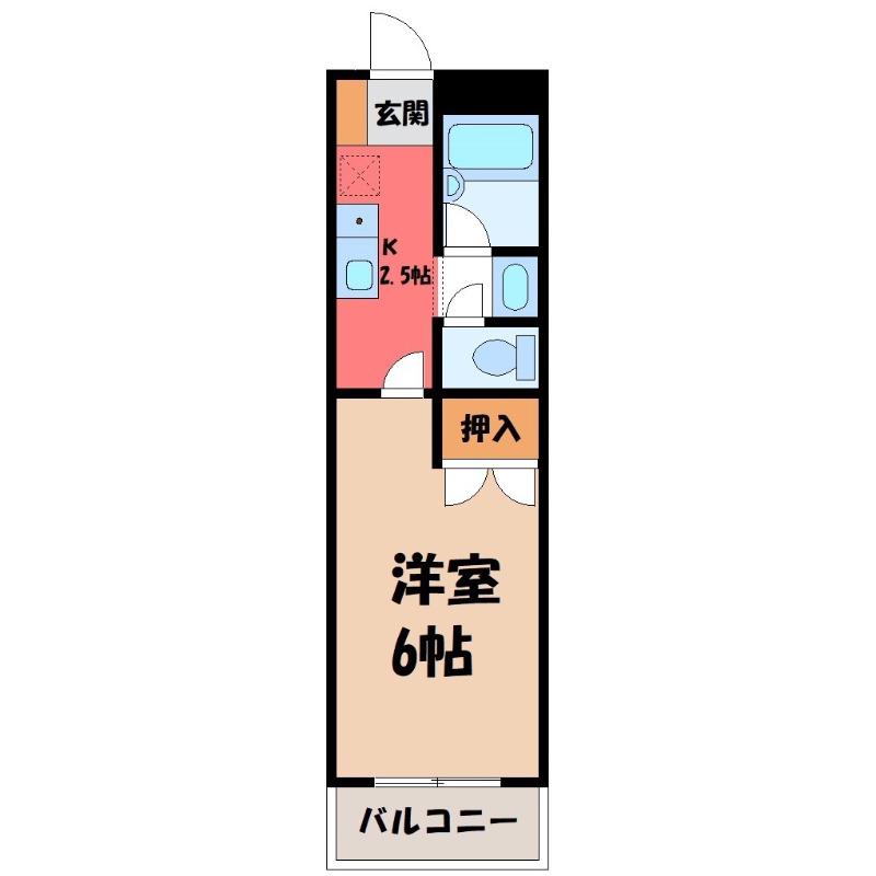 ラポール16(1K/2階)の間取り写真