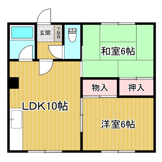 ハイツやまもと(2LDK/1階)の間取り写真