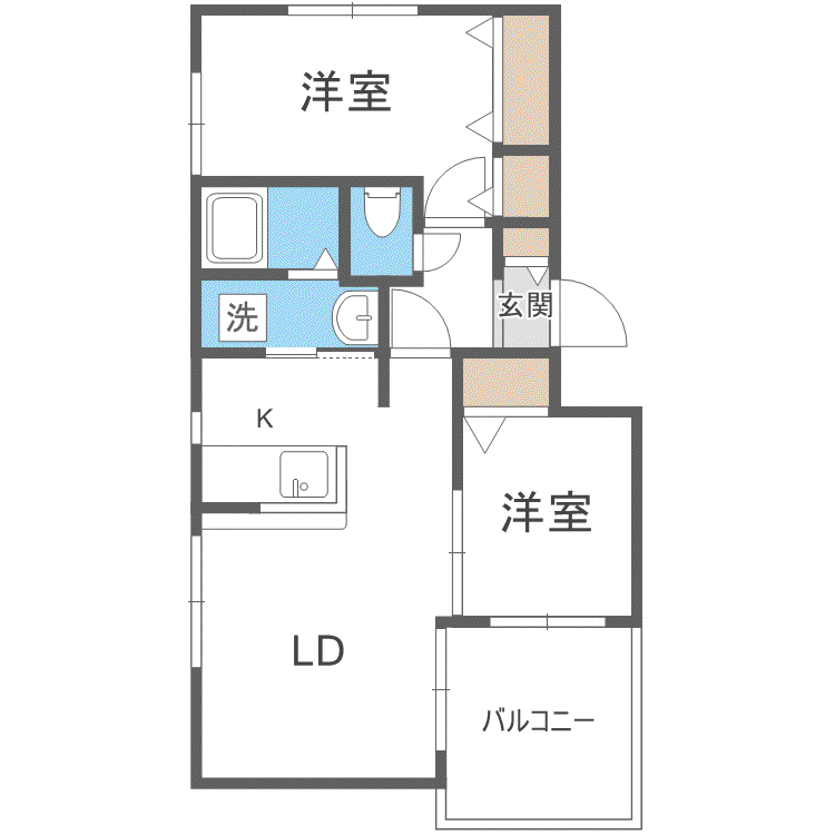 ブランシャール東札幌(2LDK/1階)の間取り写真