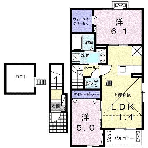 ラディアII(2LDK/2階)の間取り写真