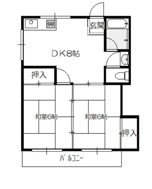 小原ビル(2DK/2階)の間取り写真