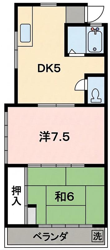 コーポ富士(2DK/1階)の間取り写真