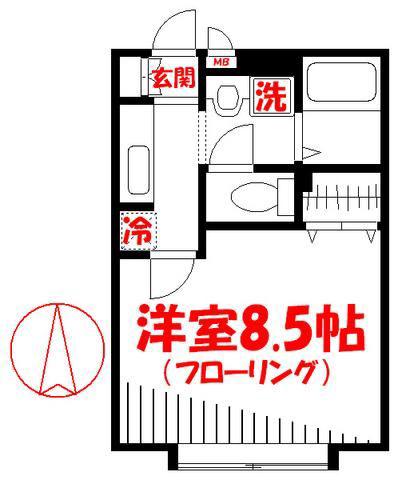 レセンテN・T(1K/2階)の間取り写真