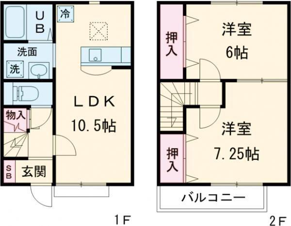 フォンターナEST・I(2LDK/1階)の間取り写真