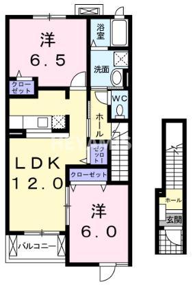 メゾン・ド・プロムナードI(2LDK/2階)の間取り写真