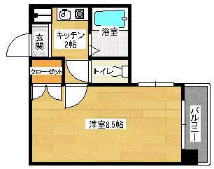 トーシン白島ビル(1K/8階)の間取り写真