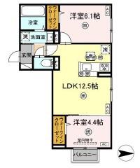 アフィネ浜ノ茶屋(2LDK/1階)の間取り写真