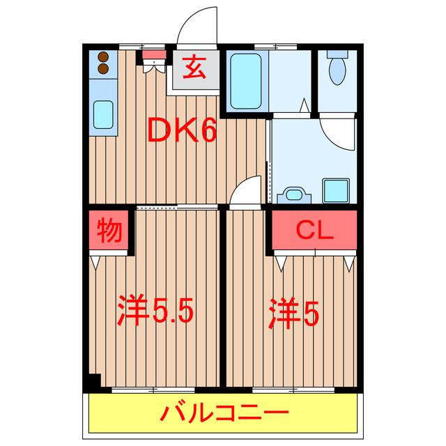 サンビレッジカトー(2DK/2階)の間取り写真