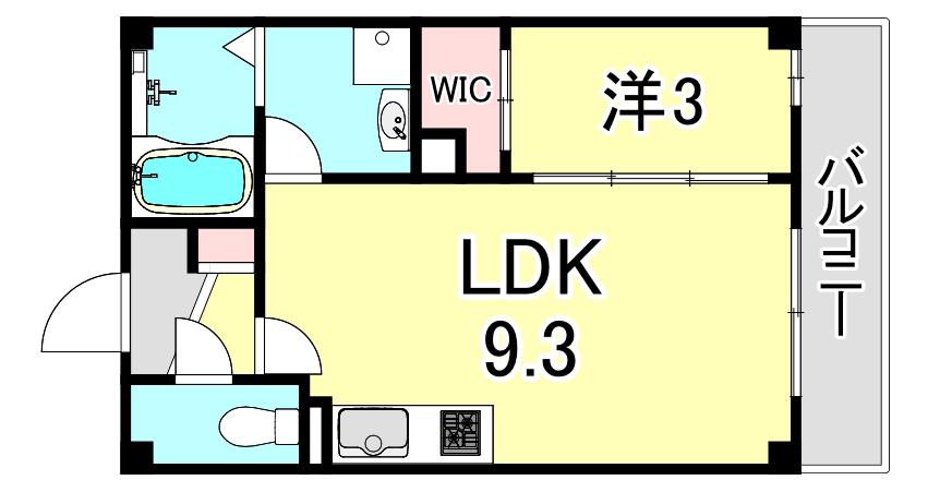 ルクス西宮北口(1LDK/1階)の間取り写真