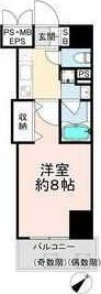 アルファレガロ神戸元町(1K/8階)の間取り写真