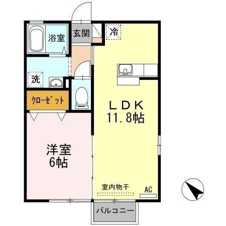 コンフォート ウエスト(1LDK/2階)の間取り写真