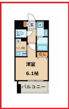 レジデンシア カルマール(1K/4階)の間取り写真