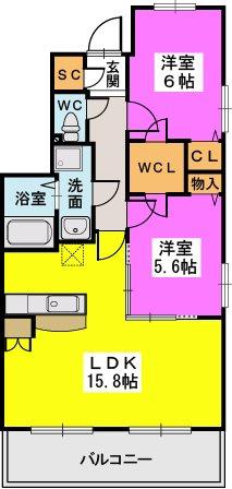 Y.T.アンパサンド(2LDK/2階)の間取り写真