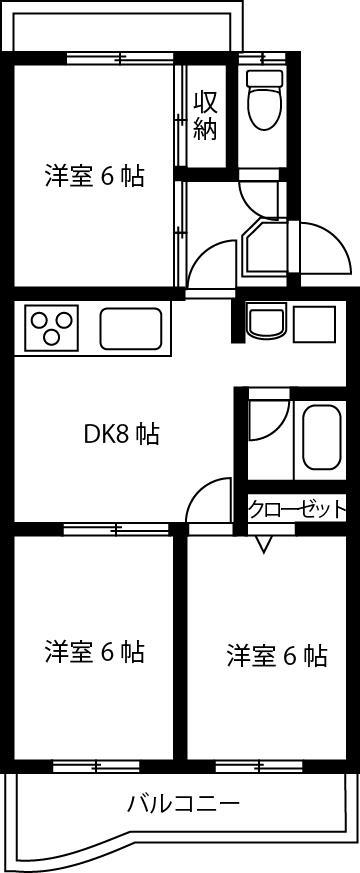 コーポラス中央(3DK/3階)の間取り写真