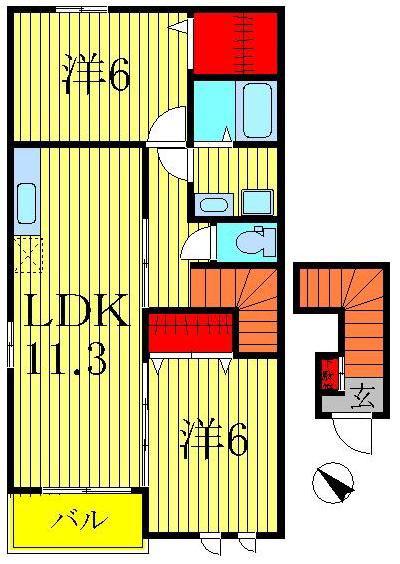 ルヴェドゥ・ソレイユ(2LDK/2階)の間取り写真