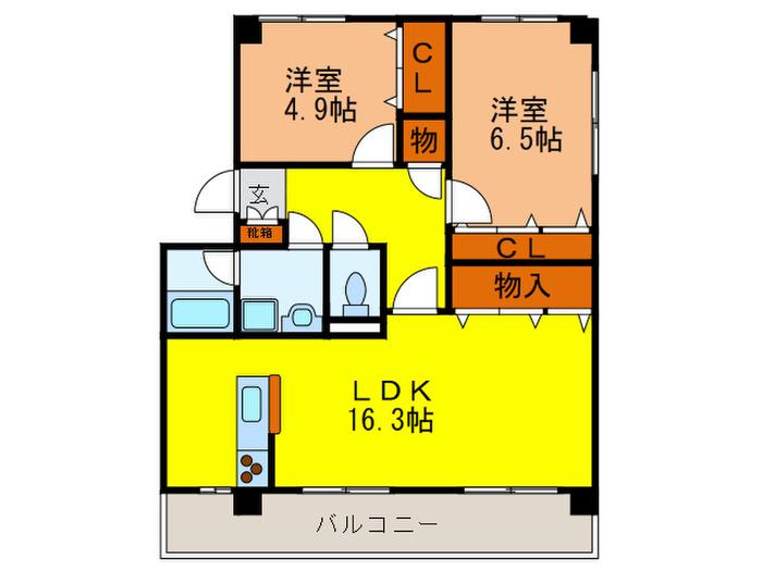グランシャリオ(2LDK/2階)の間取り写真