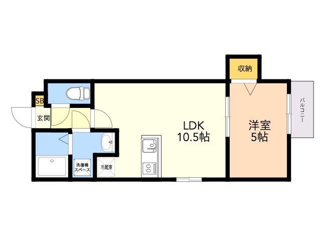 LA CASA FELICE和白(1LDK/2階)の間取り写真