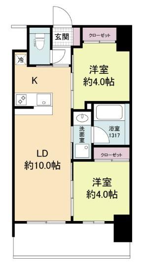 セレニテフラン新大阪(2LDK/6階)の間取り写真