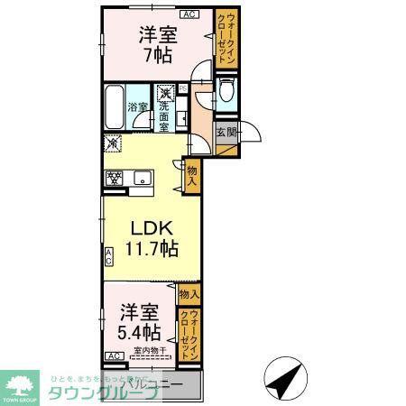 フレアII(2LDK/3階)の間取り写真