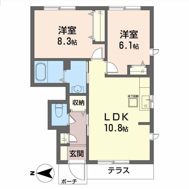 クレール松ヶ丘(2LDK/1階)の間取り写真
