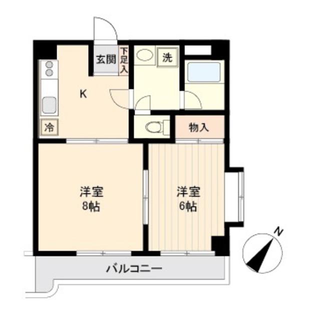 シエナ仙台I(2DK/2階)の間取り写真