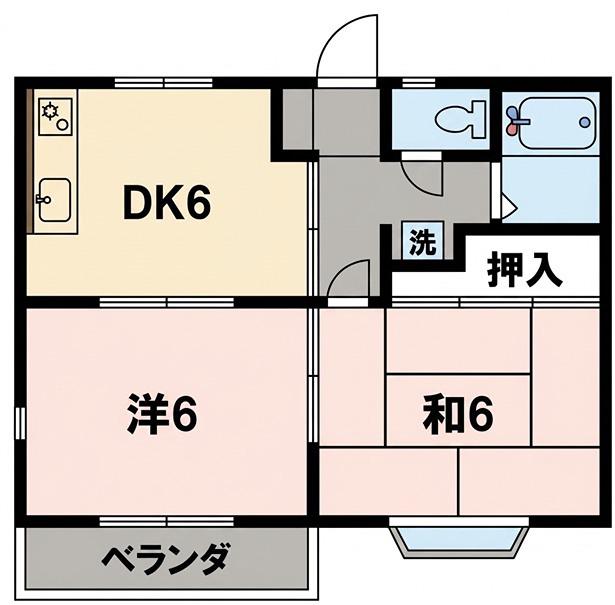コートビレジフクオカ(2DK/2階)の間取り写真