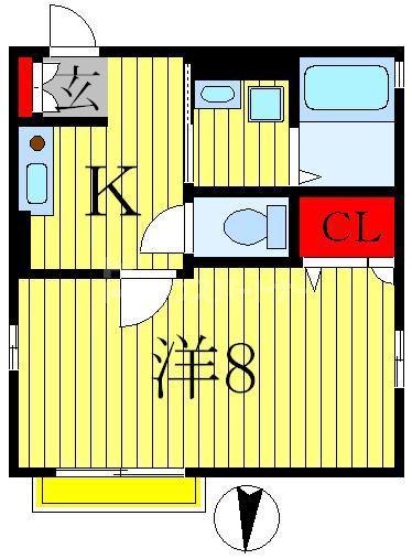 パル II(1K/1階)の間取り写真