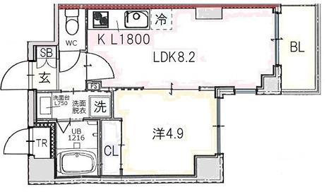ラフィーネ高倉(1LDK/5階)の間取り写真