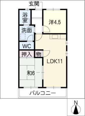 エステート東町(2LDK/2階)の間取り写真