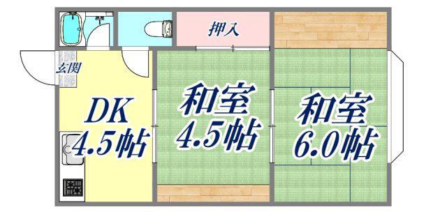 マサゴハイツ1(2DK/2階)の間取り写真
