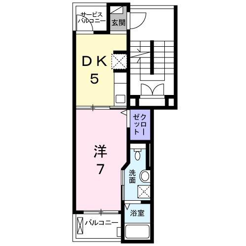 アンダーレ(1DK/2階)の間取り写真