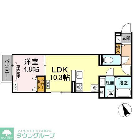 セレスティア鷺宮(1LDK/2階)の間取り写真