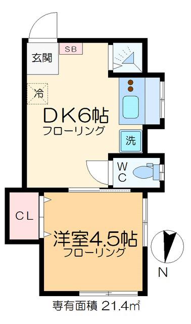 EハウスIV(1DK/1階)の間取り写真