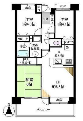 グリーンコーポ川口幸町(3LDK/2階)の間取り写真