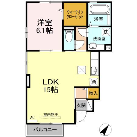 ヴィブァン B棟(1LDK/1階)の間取り写真