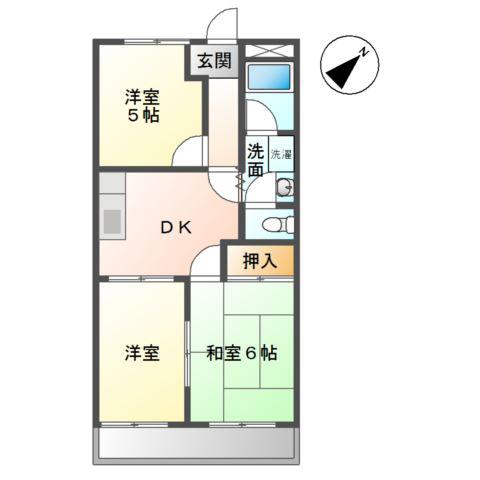 イーストバレー(3DK/2階)の間取り写真