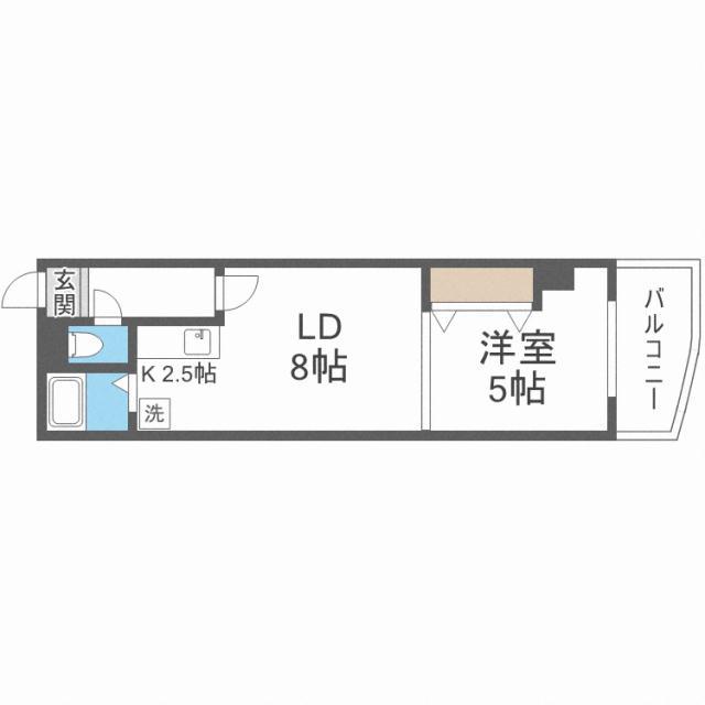 ミラバ札幌中央(1DK/11階)の間取り写真