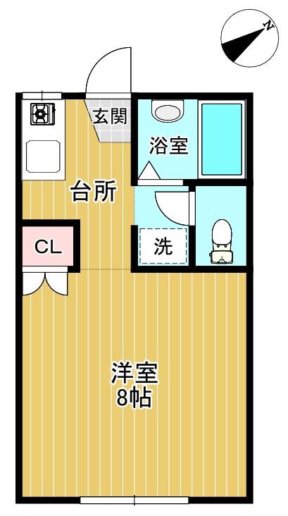 グランデュール米ケ袋(1K/1階)の間取り写真
