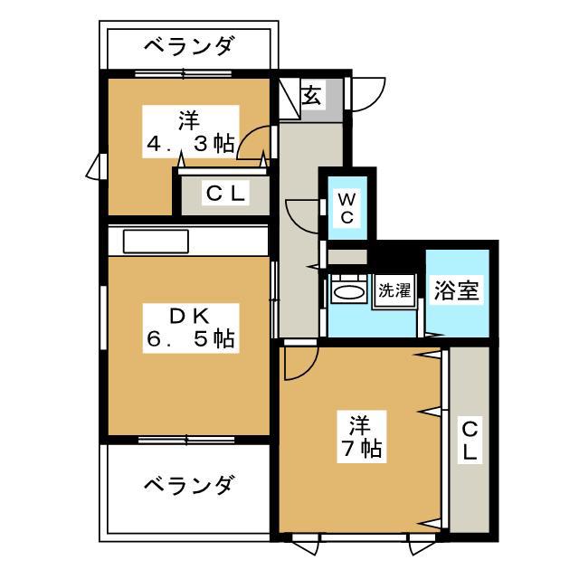 リバーシティ五番館(2DK/3階)の間取り写真
