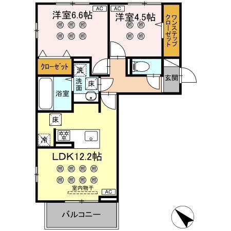 グランフォレ下南部(2LDK/1階)の間取り写真