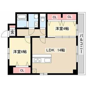 アヴニール・ヒラ(2LDK/1階)の間取り写真