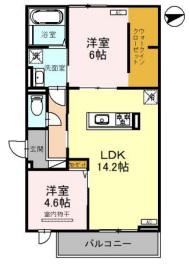 ヴィーニュ(2LDK/1階)の間取り写真