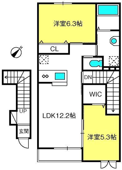 ルミナス ヴィレッジ(2LDK/2階)の間取り写真