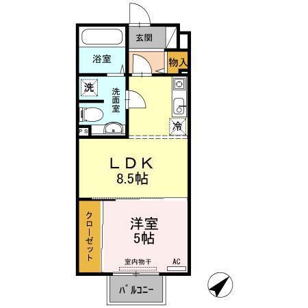 ノール リヴィエール(1LDK/2階)の間取り写真